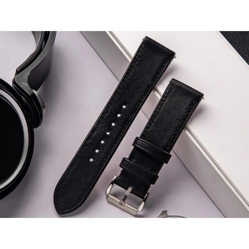 Dây đồng hồ da thủ công Swift Đen tương thích cho Apple Watch, cơ, pin 18MM,19MM,20MM,21MM,22MM,24MM
