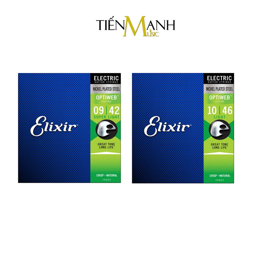 [Chính Hãng] Dây Đàn Guitar Điện Elixir 19002, 19052 Phủ Lớp Optiweb Cỡ 9, 10 Electric Strings