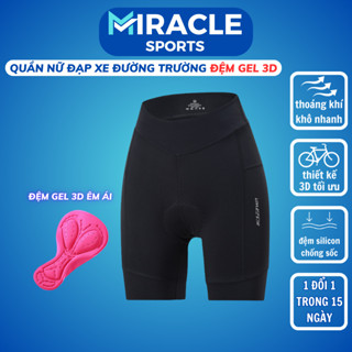 Quần short thể thao đạp xe nữ đường trường đệm yếm Gel 3D SENSIBLE W100 vải hút ẩm MIRACLE SPORTS
