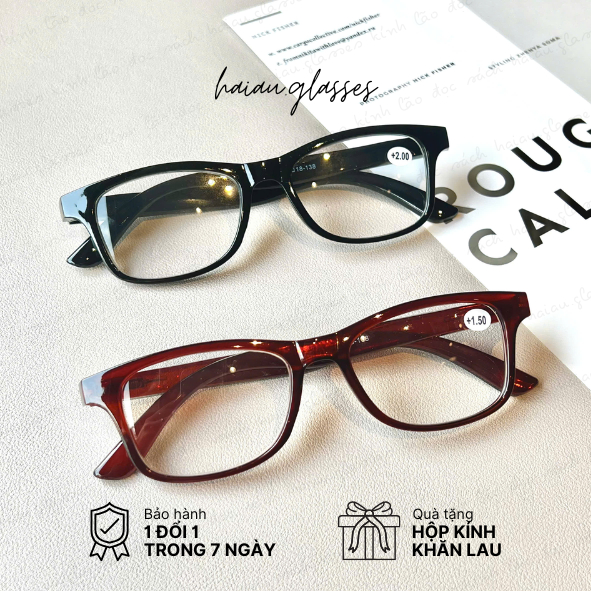 Kính Lão Đọc Sách Báo Dáng Kính Vuông Đẹp Gọng Kính Nhựa TR90 Cao Cấp, nhìn gần rõ chữ 1021 - Kính Lão Hải Âu