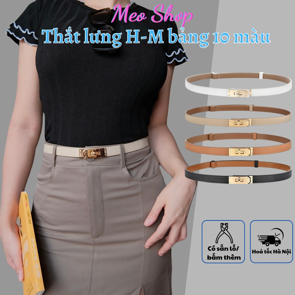 Thắt lưng nữ bản nhỏ khoá xoay thanh lịch sang chảnh TL040 - Đai váy đơn giản phối đầm 1.8cm belt áo vest xinh Meo shop