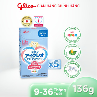 [DUY NHẤT THÁNG 9 - GIẢM 50%] Combo 5 Hộp Sữa Bột Cho Bé Glico Icreo Grow-Up (Số 1) - Hộp 10 x 13,6g/Thanh