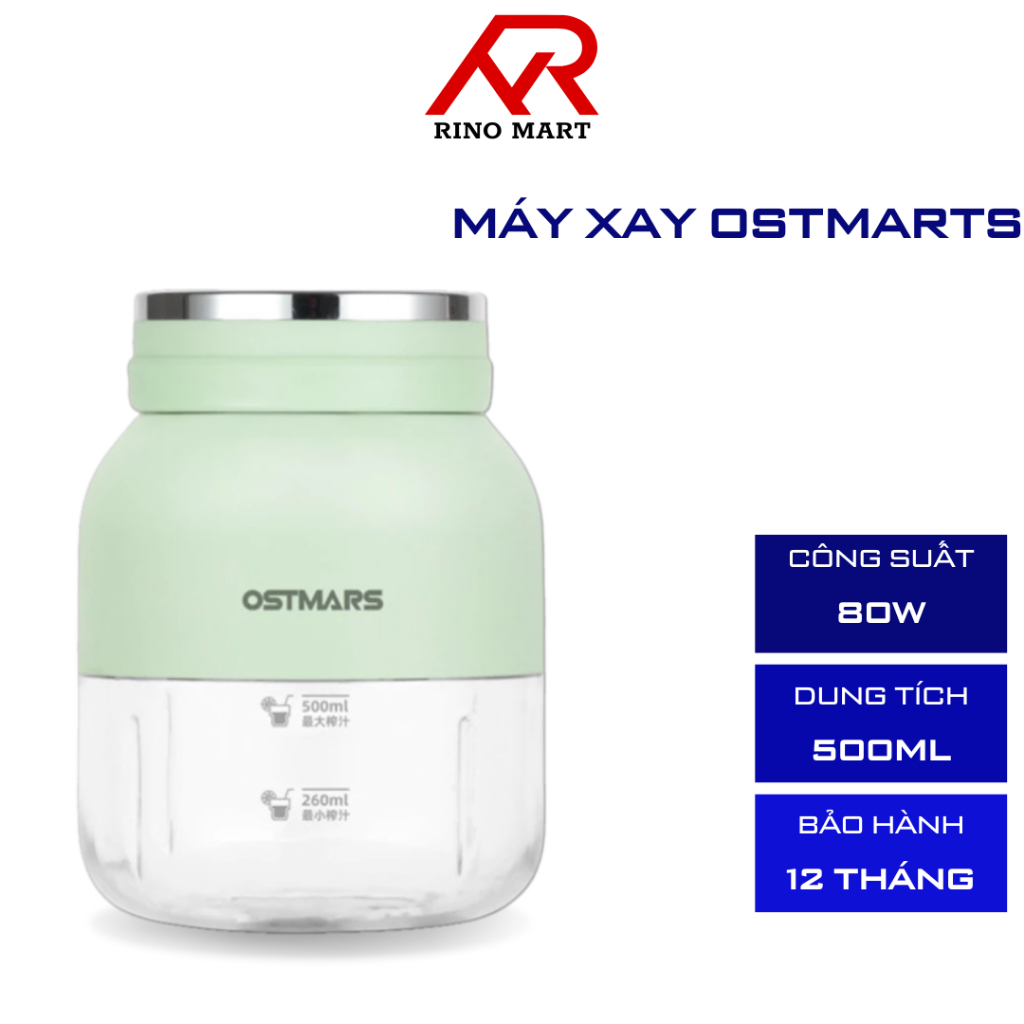 Máy xay sinh tố cầm tay Ostmars. Máy xay đa năng cầm tay có tặng kèm dây đeo và ống hút