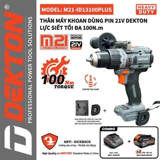 Máy khoan pin DEKTON M21-ID13100PLUS, 3 Chức năng Không chổi than 100Nm Anti kickback Tạo xung