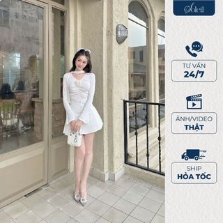 Áo Thiết Kế Nữ Thun Cotton SOLEIL ROOM Phối Hoa Trà Kèm Dây & Tag Đá Jessi Top A10