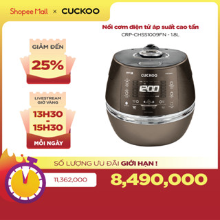 Nồi cơm điện tử áp suất cao tần Cuckoo 1.8L CRP-CHSS1009FN (Màu nâu) - Lòng nồi phủ men Xwall độc quyền