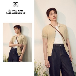 Áo polo nam cài cúc Độc menswear áo cardigan nam mùa hè vải len dệt kim, đi biển - PL273