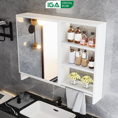 Tủ gương treo tường phòng tắm gỗ MDF lõi xanh chống ẩm nhiều kích thước thương hiệu IGA - GM207