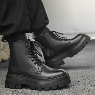 [Đế 7cm] Giày cao cổ khóa kéo đế combat 7cm có khâu viền, giày chelsea boot cao cổ - Khóa Kéo D7