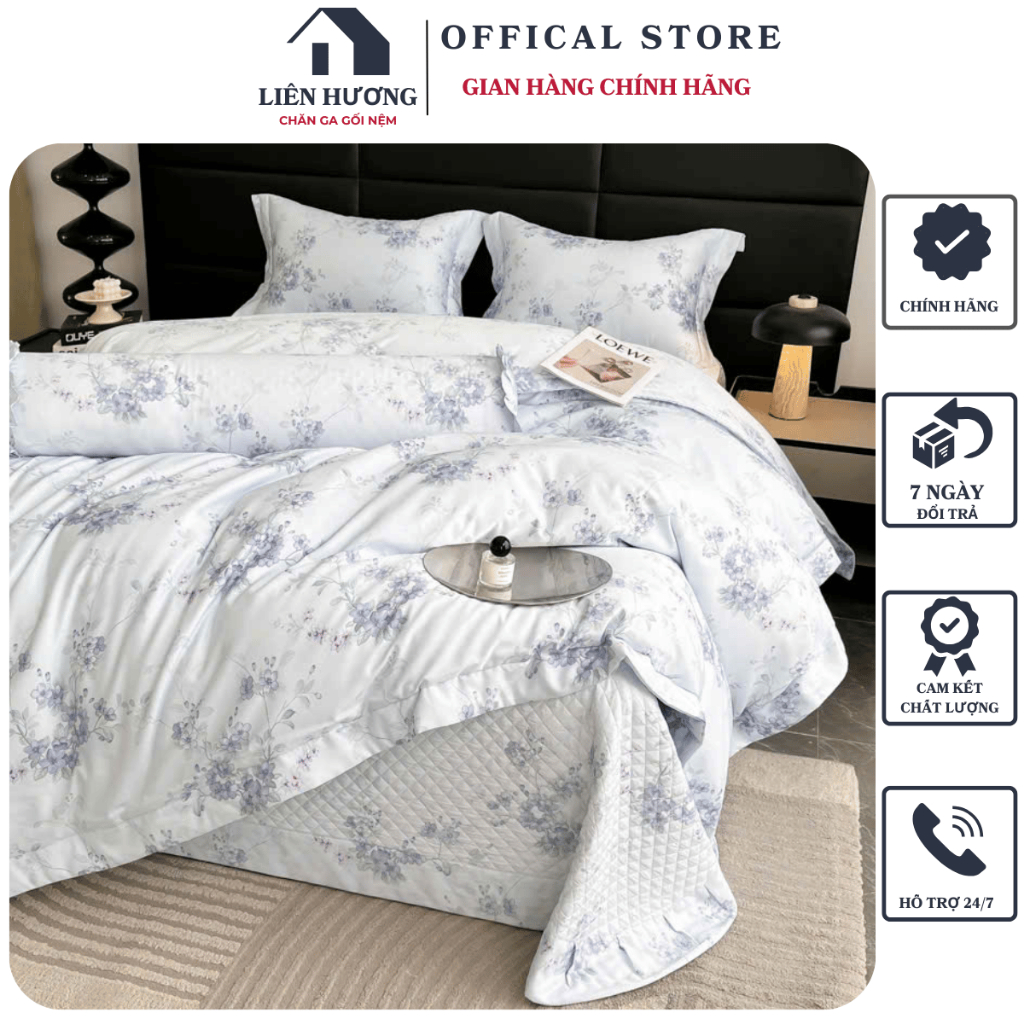 Bộ chăn ga gối trần bông lụa tencel 60s siêu mềm từ  ALyDA cao cấp , Chất vải siêu mềm mại,siêu thoá