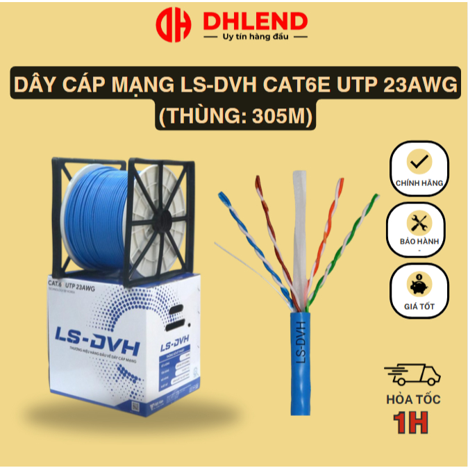 DÂY CÁP MẠNG VIỆT HÀN LS-DVH CAT6E UTP 23AWG (thùng: 305m)