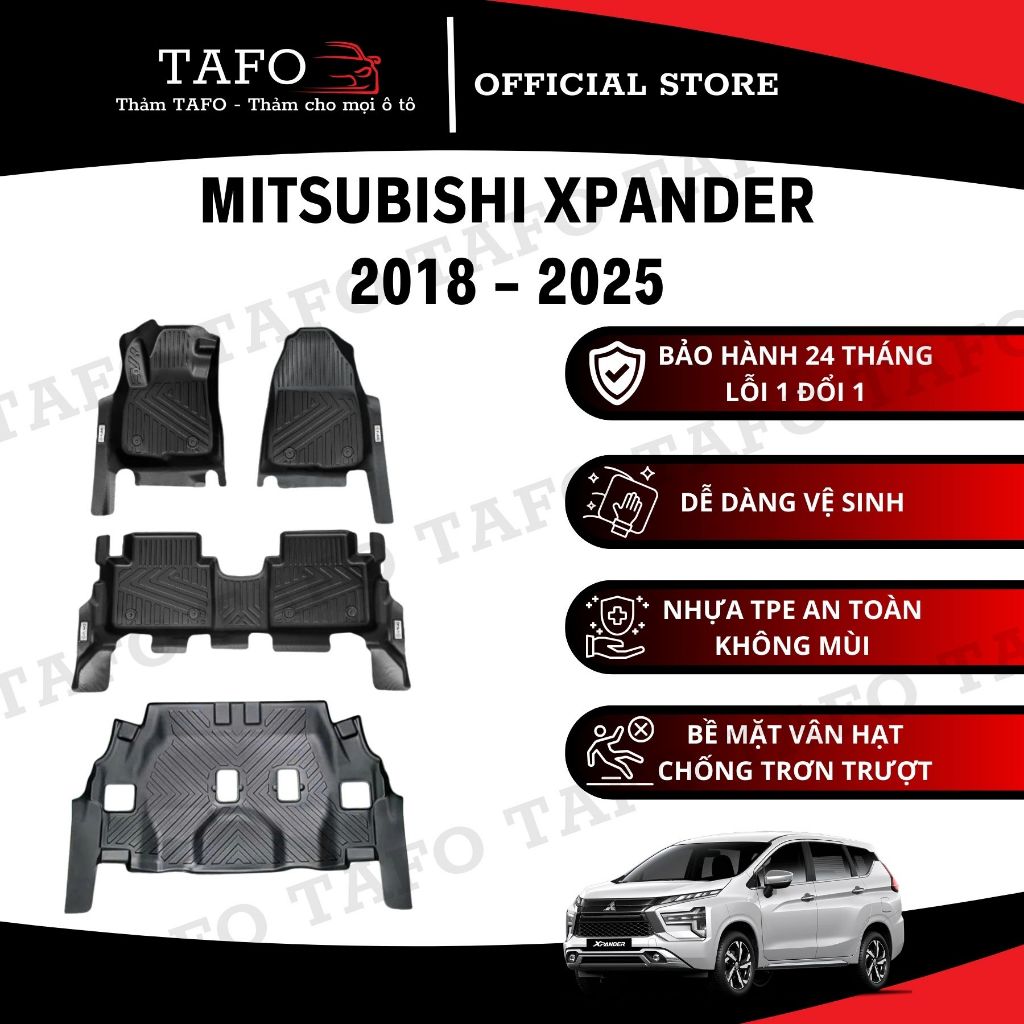 Thảm lót sàn ô tô tràn viền Mitsubishi Xpander/Xpander Cross 2018 2019 2020 2021 2022 2023 2024 2025 2026 Thảm TPE