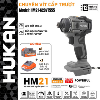 Máy chuyên vít HUKAN HM21-G2CVT555, 21 cấp trượt, chân pin phổ thông M21