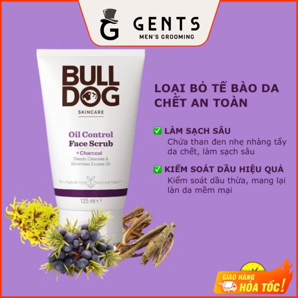 Tẩy tế bào chết cho da dầu, dễ nổi mụn Bulldog Skincare Oil Control Face Scrub 125ml