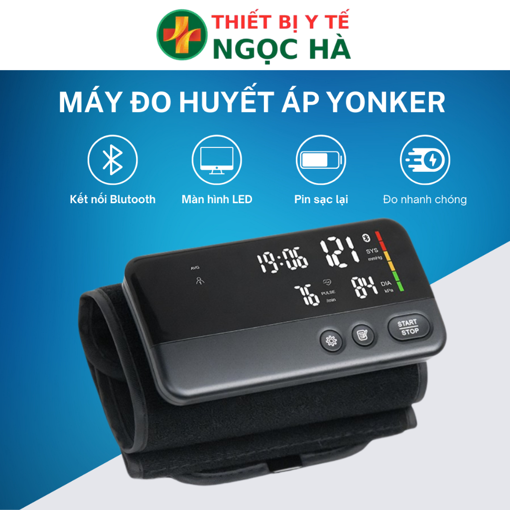Máy đo huyết áp bắp tay, Máy đo huyết áp điện tử Không dây Thương hiệu YONKER chính hãng