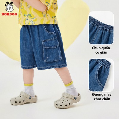 Quần short bé trai BOBDOG chất liệu bò đứng form quần jean túi hộp rộng rãi thoáng mát cho bé mã F