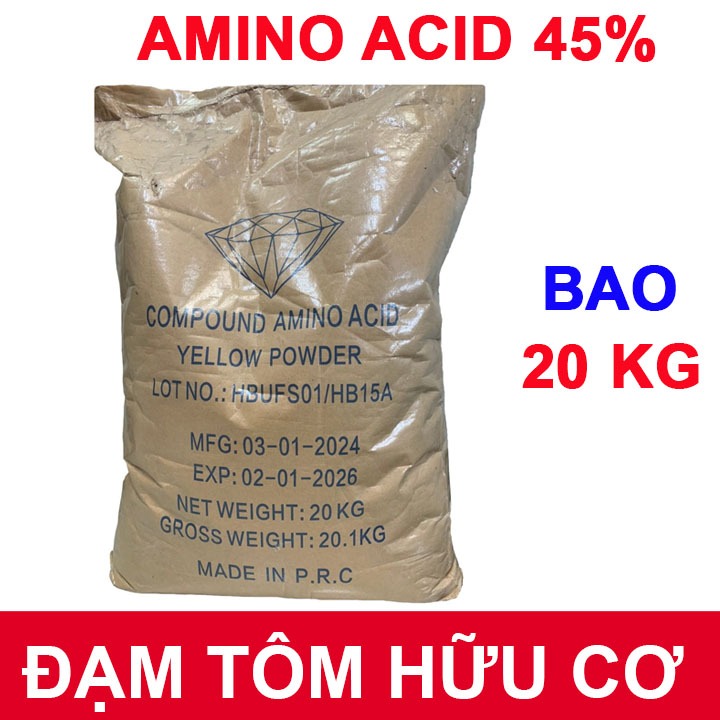 PHÂN BÓN LÁ Amino Acid 45% -  Đạm cá cao cấp -bung đọt mạnh - BAO 20 KG