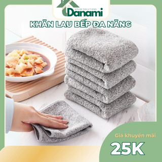 Combo 2 Khăn lau bếp đa năng sợi than tre 25x25 không dính dầu, khăn lau tay nhà bếp siêu thấm hút, kháng khuẩn - Danami