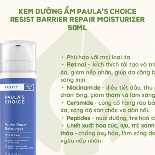 Kem dưỡng ẩm tái tạo da chứa Retinol Paula's Choice Resist Barrier Repair Moisturizer 50ml [NHẬP KHẨU CHÍNH HÃNG 100%]