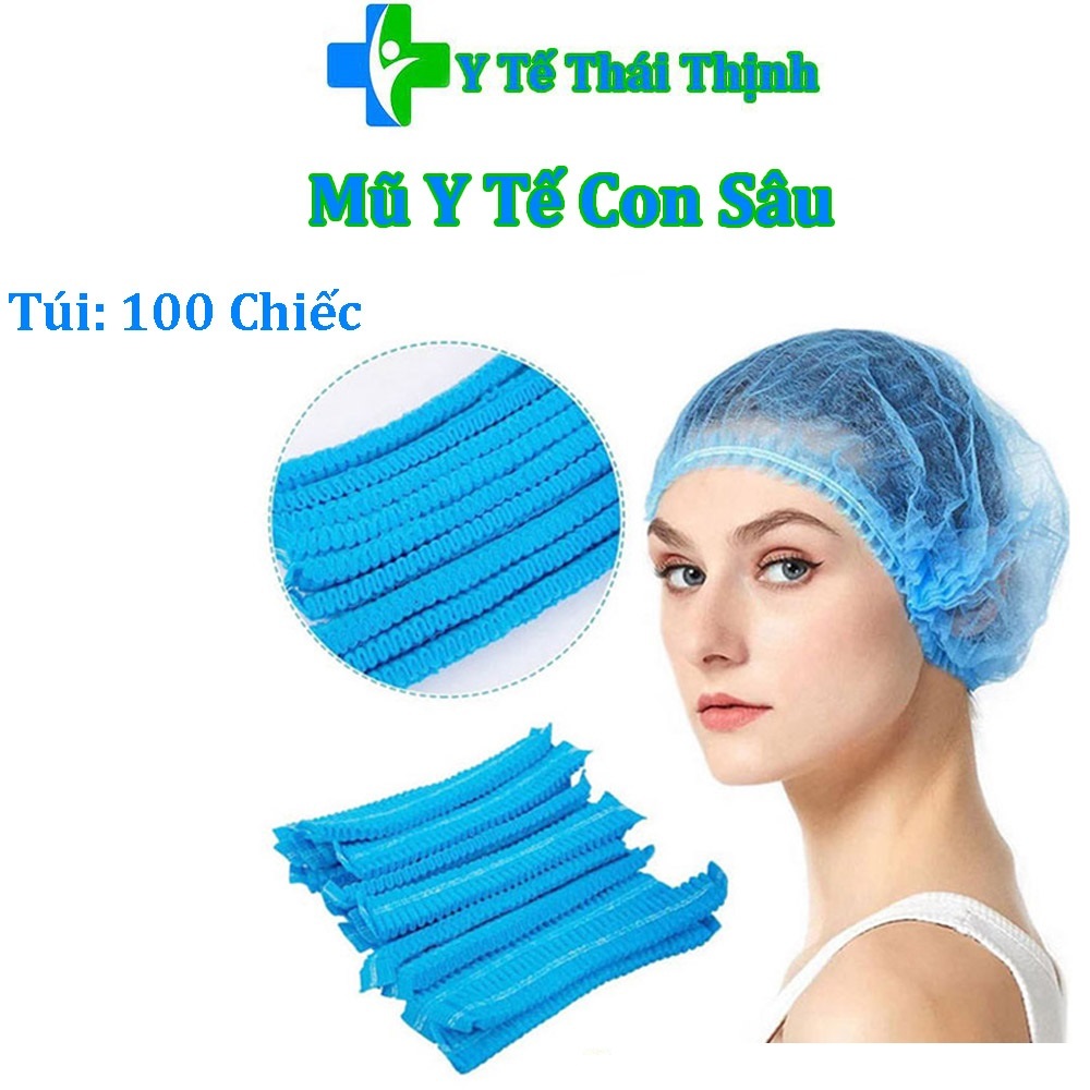Mũ Y Tế Con Sâu Túi 100 Chiếc