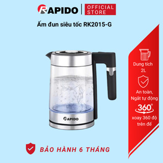  Ấm siêu tốc Rapido dung tích 2 lít công suất 1500W bảo hành 6 tháng 