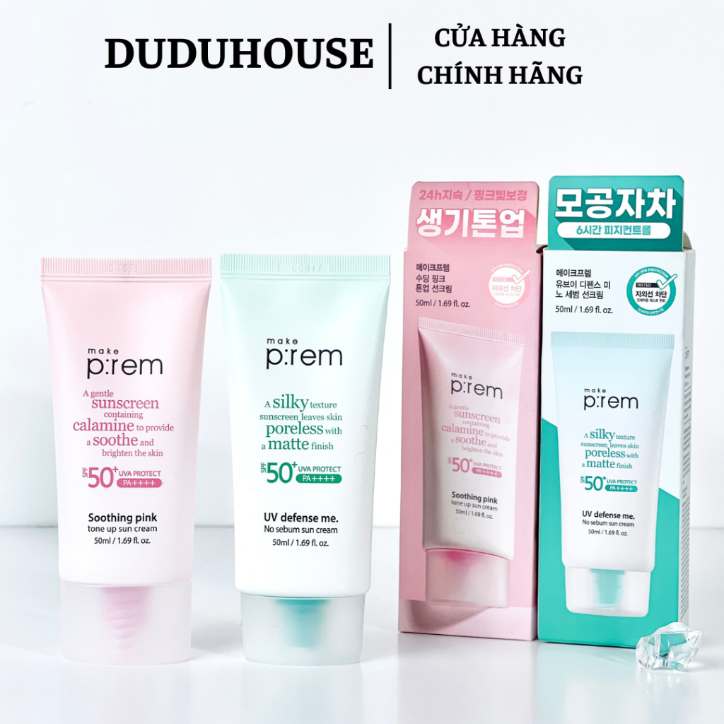 Kem Chống Nắng Vật Lý Make Prem UV Sun Cream Make P:rem SPF 50+ PA++++ Kiềm Dầu 50ml Duduhouse