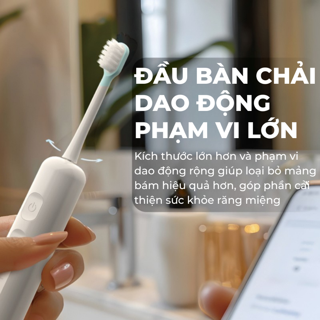 bàn chải điện Wisezen nâng cấp đặc biệt Chải Sạch Mảng Bám Tới 20X đánh răng tự động Tặng kèm 3 đầu thay thế | BigBuy360 - bigbuy360.vn