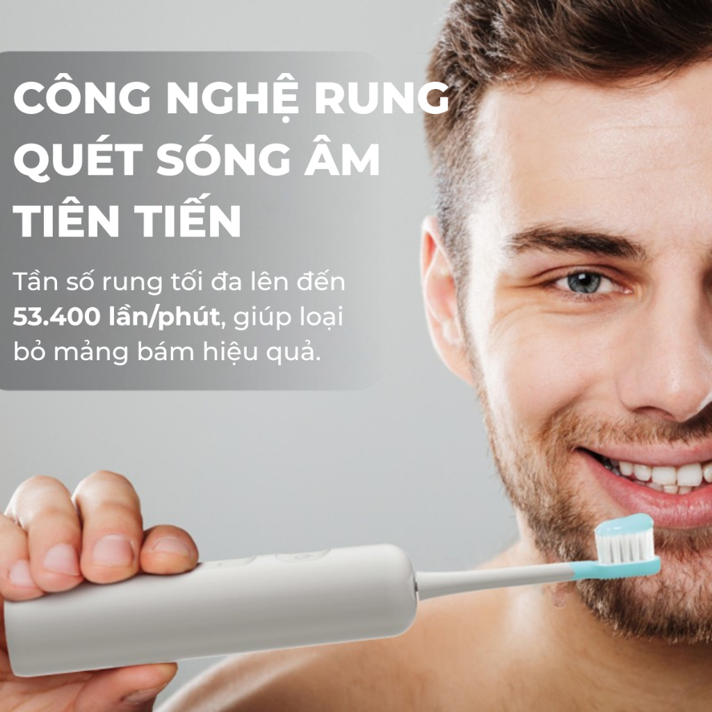 bàn chải điện Wisezen nâng cấp đặc biệt Chải Sạch Mảng Bám Tới 20X đánh răng tự động Tặng kèm 3 đầu thay thế | BigBuy360 - bigbuy360.vn