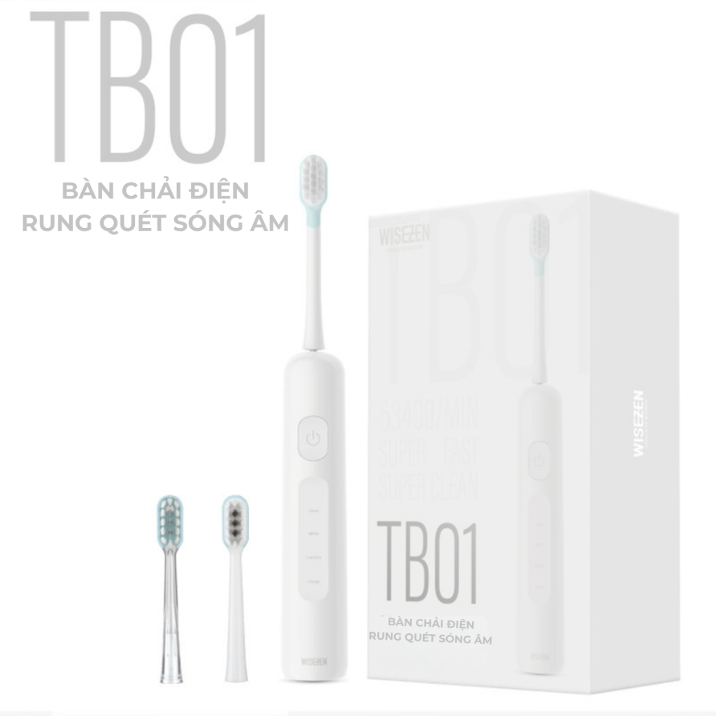 bàn chải điện Wisezen nâng cấp đặc biệt Chải Sạch Mảng Bám Tới 20X đánh răng tự động Tặng kèm 3 đầu thay thế | BigBuy360 - bigbuy360.vn
