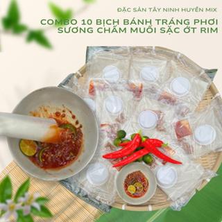  C10  Combo 10 bịch bánh tráng phơi sương chấm muối sặc ớt rim Tây Ninh 