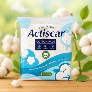  Bông tẩy trang cao cấp Actiscar gói 222 chiếc giúp tẩy trang skincare 