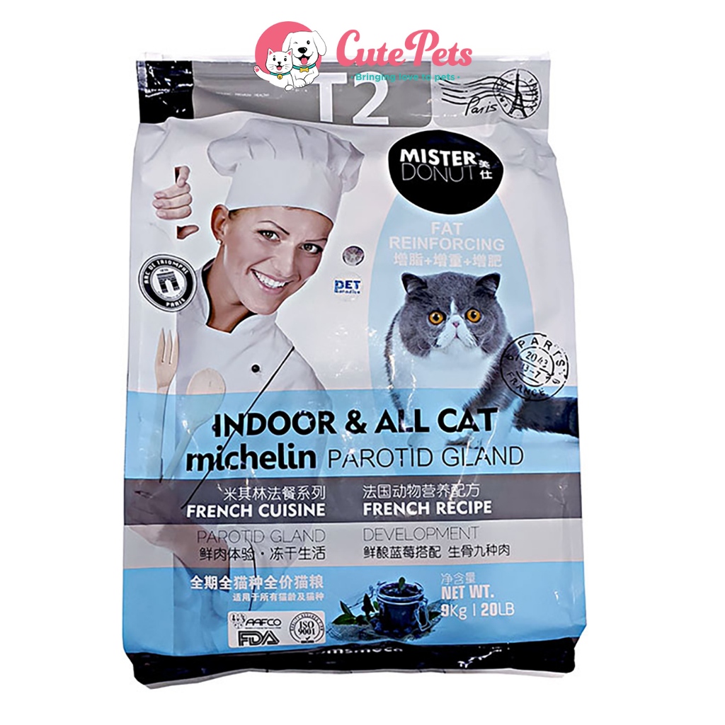 Thức ăn mèo Mister Donut T2 Indoor túi 9kg - Cutepets