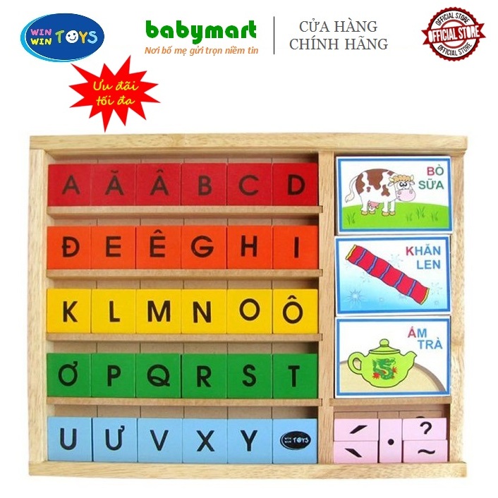 Đồ chơi gỗ - Bộ học vần cho bé chính hãng Winwintoys 60312