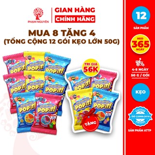 [MUA 8 TẶNG 4] Tổng cộng 12 Gói Lớn Kẹo Dẻo Thiên Thạch Từ Nước Ép Trái Cây Popit 50g | Đồ ăn vặt
