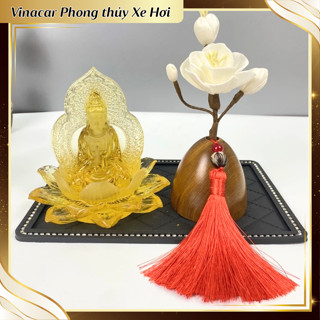 Tượng Phật Bà Quan Âm toạ đài sen ngọc lưu ly, thiết kế tinh xảo, tỉ mỉ, dùng trang trí taplo xe hơi