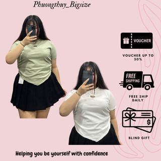 Áo thun baby tee khoét trái tim thêu nữ bigsize - A50