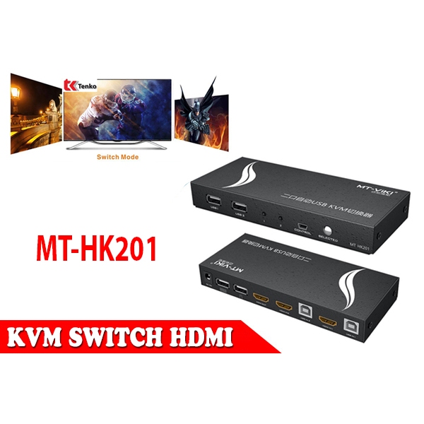 Bộ KVM Switch 2 cổng HDMI MT-VIKI MT-HK201 hỗ trợ 4K x 2K