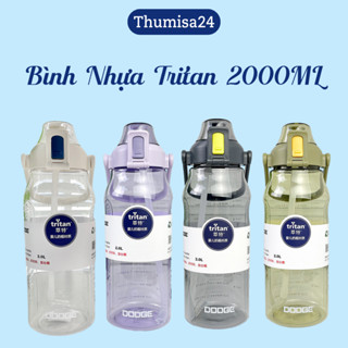 Bình nước 2 lít nhựa Tritan có chia vạch phù hợp cho hoạt động thể thao, tập gym