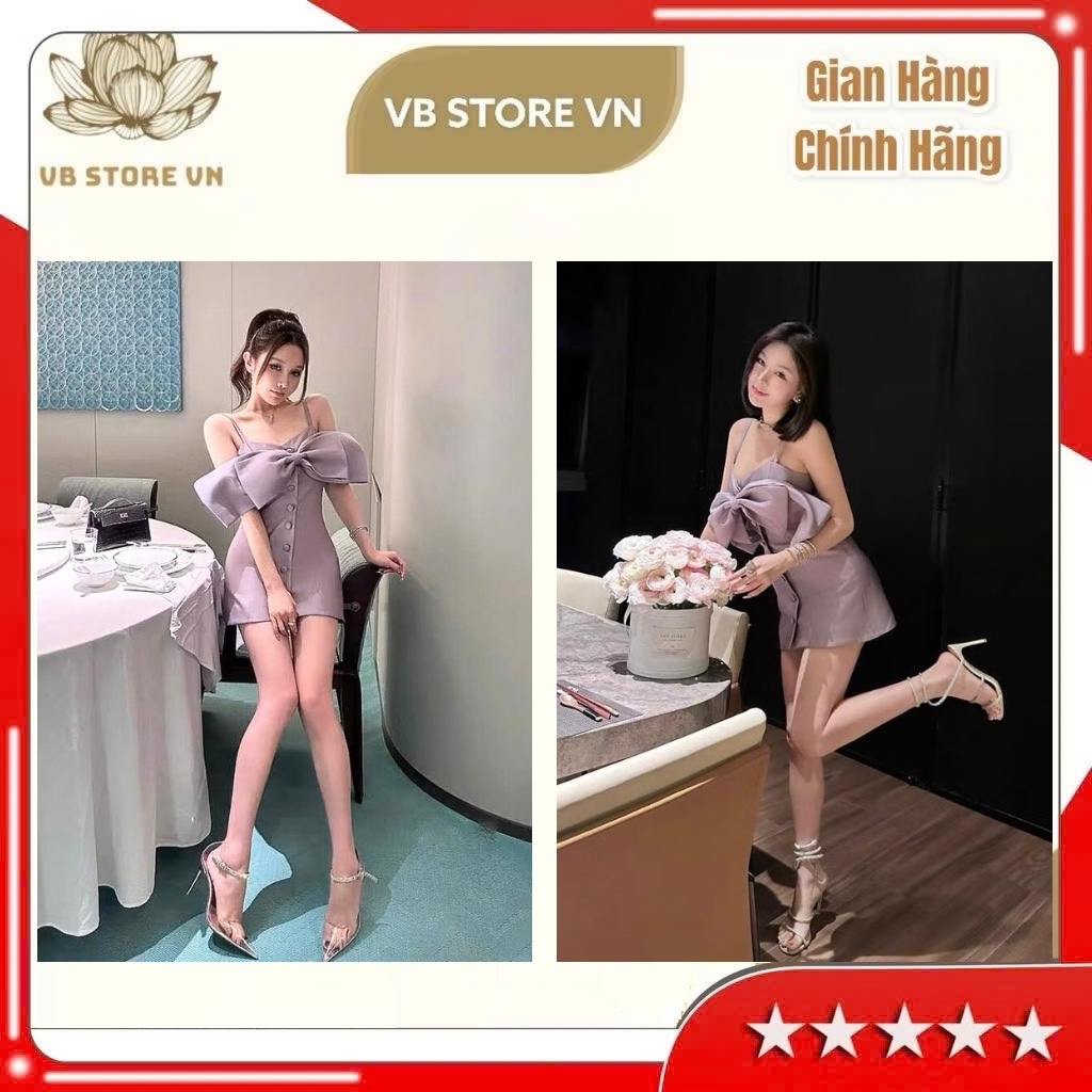 ĐẦM NỮ HAI DÂY NƠ NGỰC TRỄ VAI CAO CẤP DỰ TIỆC