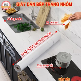 Giấy dán bếp vân đá tráng nhôm, Decal dán bếp chịu nhiệt THD018 Miếng giấy bạc dán bếp chống nước, dầu mỡ, chống bám bẩn