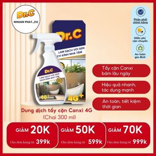 Siêu tẩy cặn canxi 4G tẩy sạch vòi inox nhà tắm, đốm nước trên vách kính, bồn sứ, gạch men 300ml Dr.C chính hãng