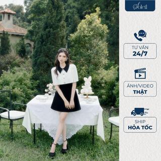 Đầm Nữ Ngắn Dáng A Chiết Eo SOLEIL Phối Vai Vuông Tiểu Thư - SELINA DRESS VD62
