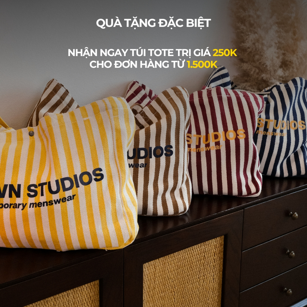 Túi Tote Kẻ Sọc Vải B Brown Essential Canvas Bag - Vải Canvas 400gsm, Dùng Hàng Ngày, Thoải Mái