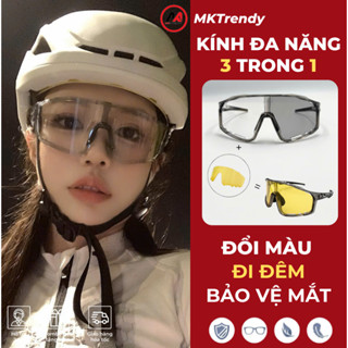 Kính đi đêm ngày đổi màu bảo vệ mắt MKTRENDY nam nữ đi đường giúp tầm nhìn rõ nét chống cát bụi chống hơi nước F1