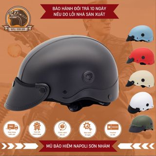  Mũ Bảo Hiểm Napoli Nửa Đầu  CHÍNH HÃNG   FREESHIP  - Nón Sơn Nhám Bảo Hiểm 1 2 NS - Đủ Màu 