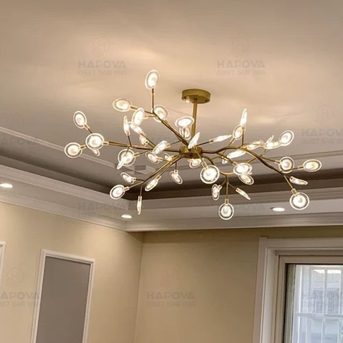 Đèn thả trần trang trí Hera 45 lá,Đèn phòng khách,phòng bếp decor trang trí trần nhà sang trọng