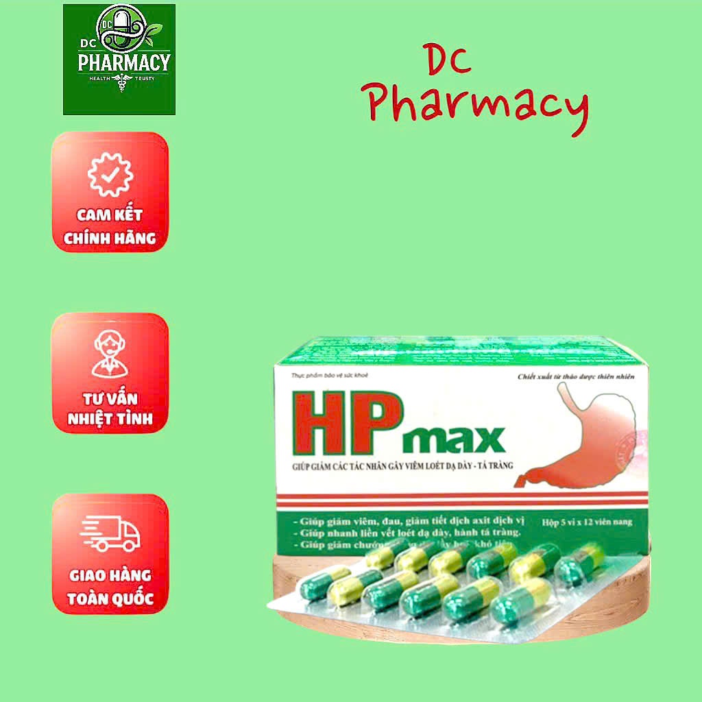 Viên dạ dày HP Max hỗ trợ đẩy lùi cơn đau dạ dày , tá tràng , đau dạ dày do vi khuẩn hp hộp 60 viên