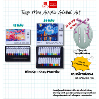 Màu Nước Acrylic Dạng Tuýp 12ml 12 24 Màu Cao Cấp GLOBAL ART Bền Màu Sử Dụng Trên Mọi Chất Liệu