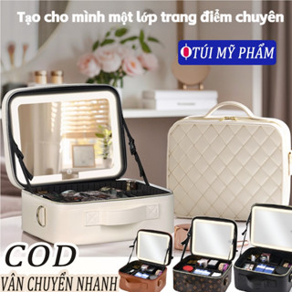  cốp đựng mỹ phẩm xách tay  Có Gương Và Đèn LED cá nhân  Túi mỹ phẩm du lịch cốp makeup 
