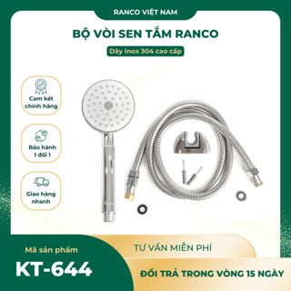 Bộ vòi sen tăng áp, vòi hoa sen tắm, đầu sen nhựa ABS phi 91mm, dây sen inox 304 lõi đồng chống xoắn 1.5m  KT - 644